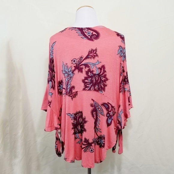 Free People Maui Wowie blouse coral pink floral - Picture 5 of 8